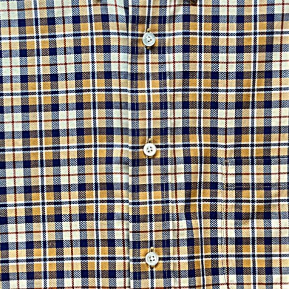 Daniel Cremieux Signature Collection Men Long Sleeve Shirt XL Brown Blue Plaid - Picture 3 of 10